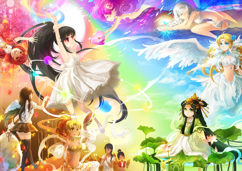 Anime Girls with Wings — White, Fantastical