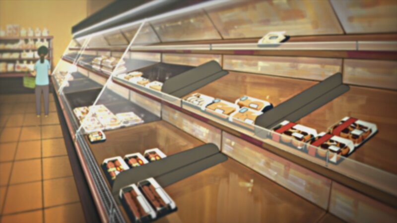 Anime grocery store scene