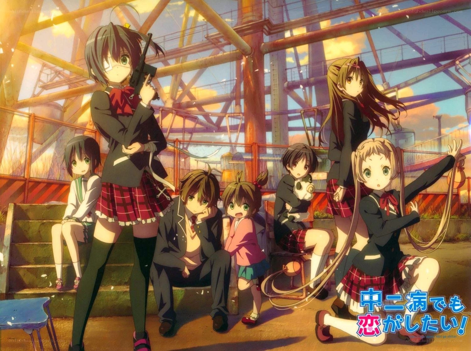Anime group at industrial site