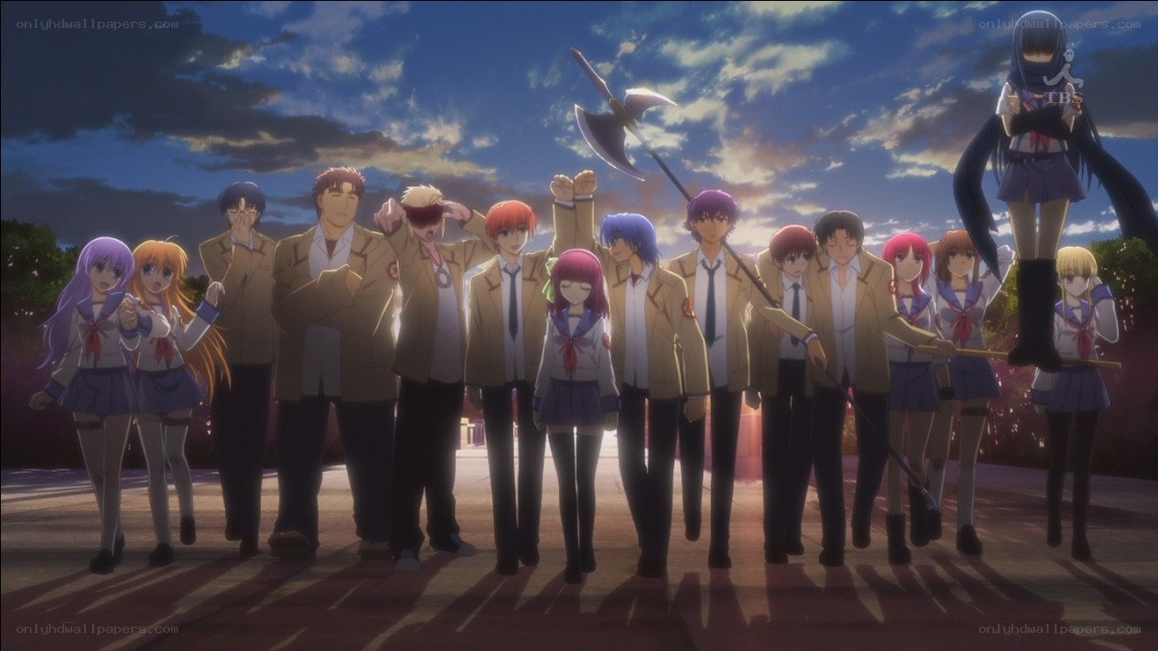 anime group at sunset