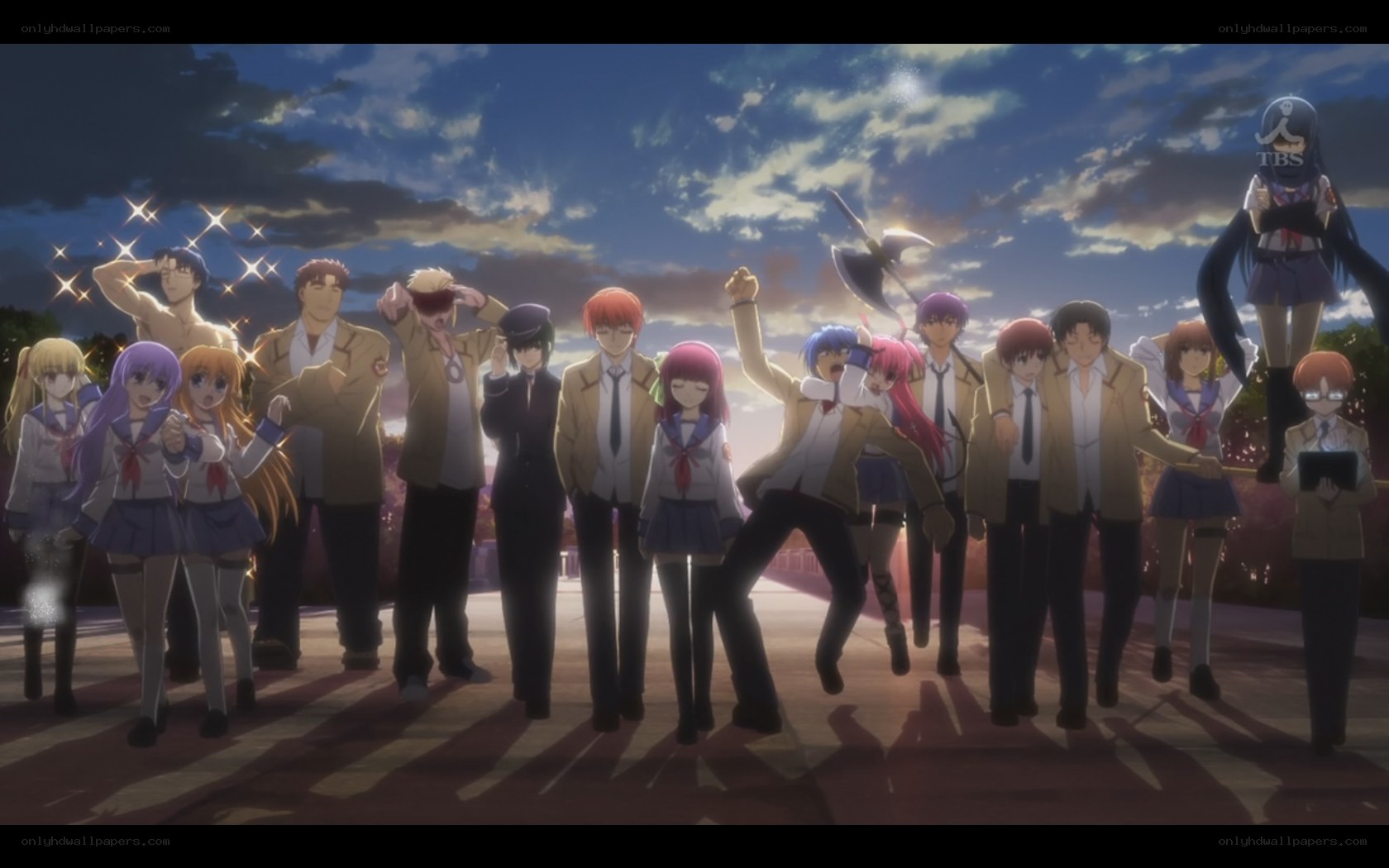 anime group at sunset