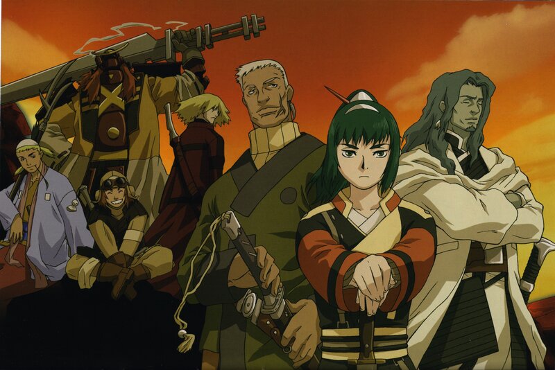 anime group at sunset