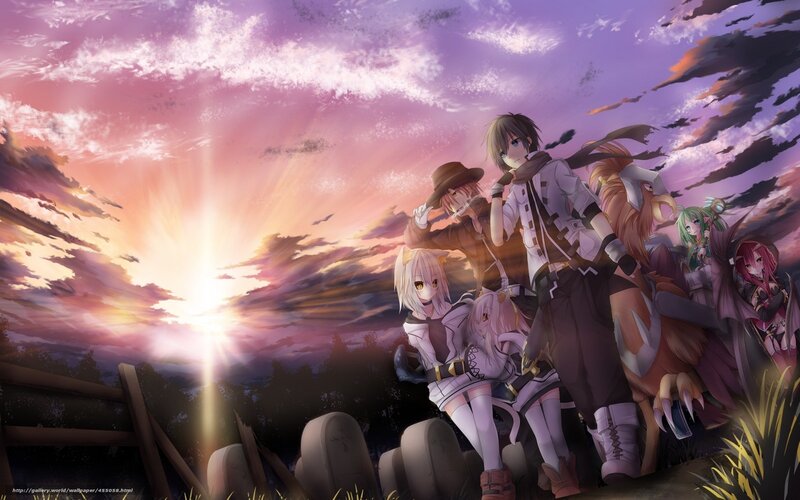 anime group at sunset