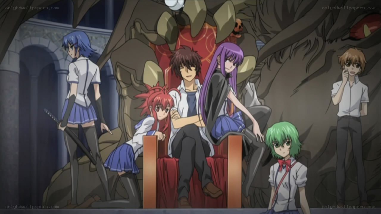 Anime group in a dark chamber