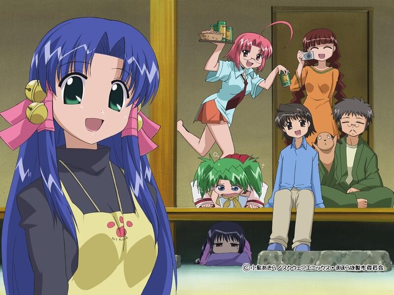 Anime group in a restaurant
