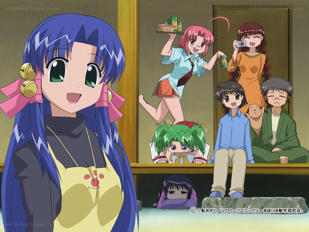 Anime group in a restaurant