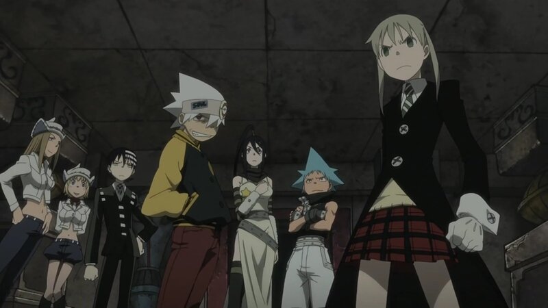 anime group in dark room