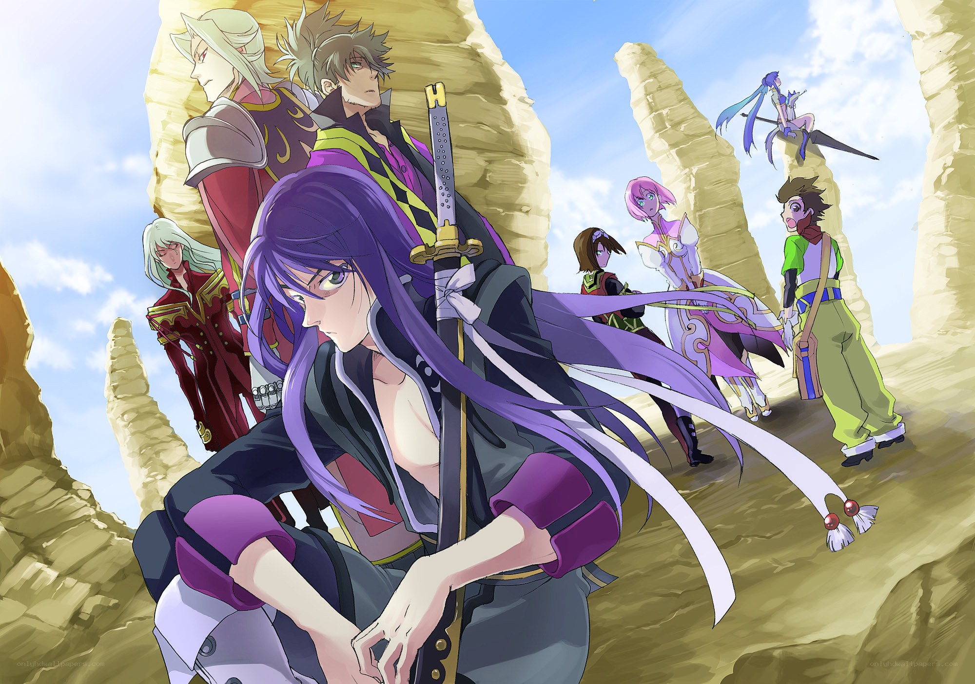 Anime group in desert canyon