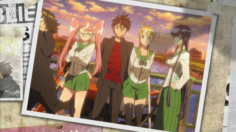 Anime group photo with bloodstains