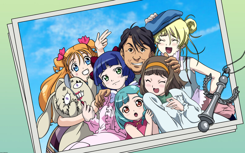 anime group photo with toy