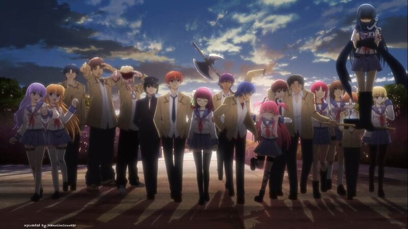 anime group scene at dusk
