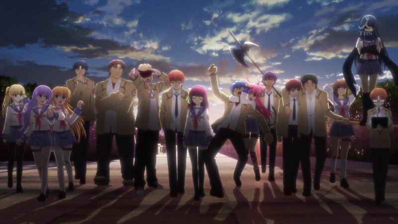 anime group scene at dusk