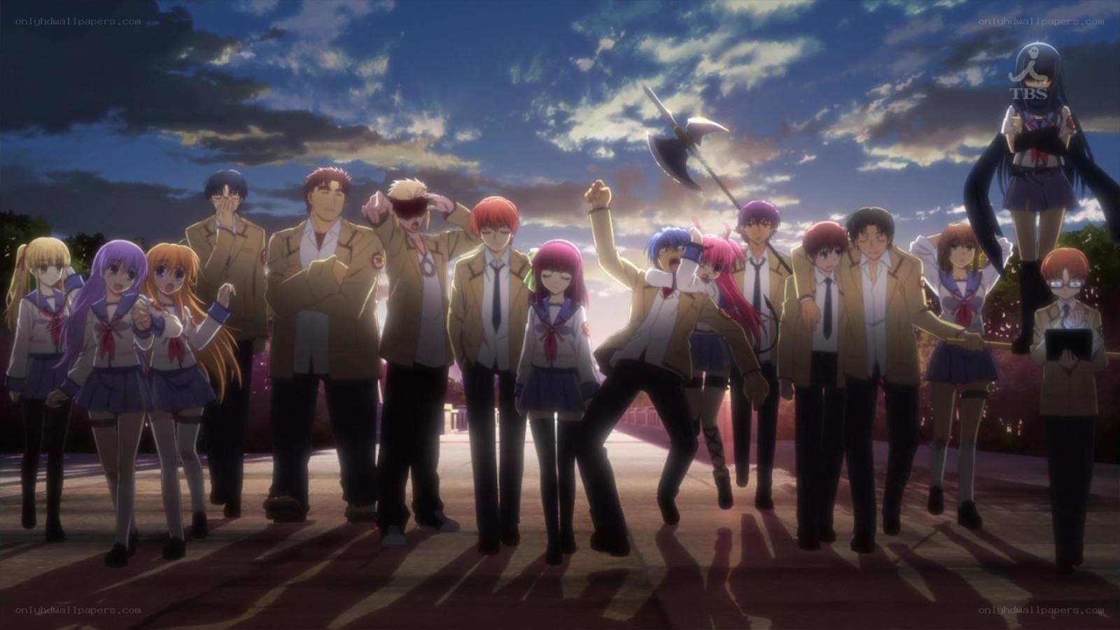 anime group scene at dusk