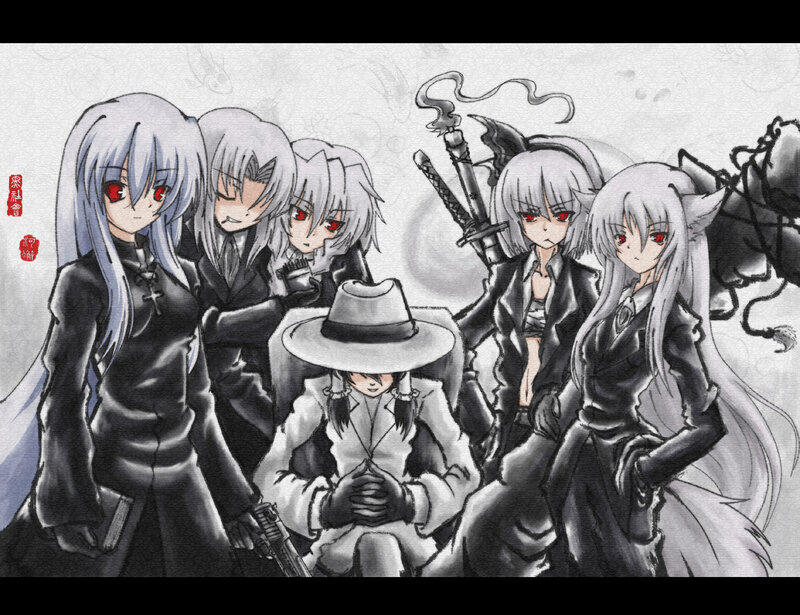 Anime group with red eyes