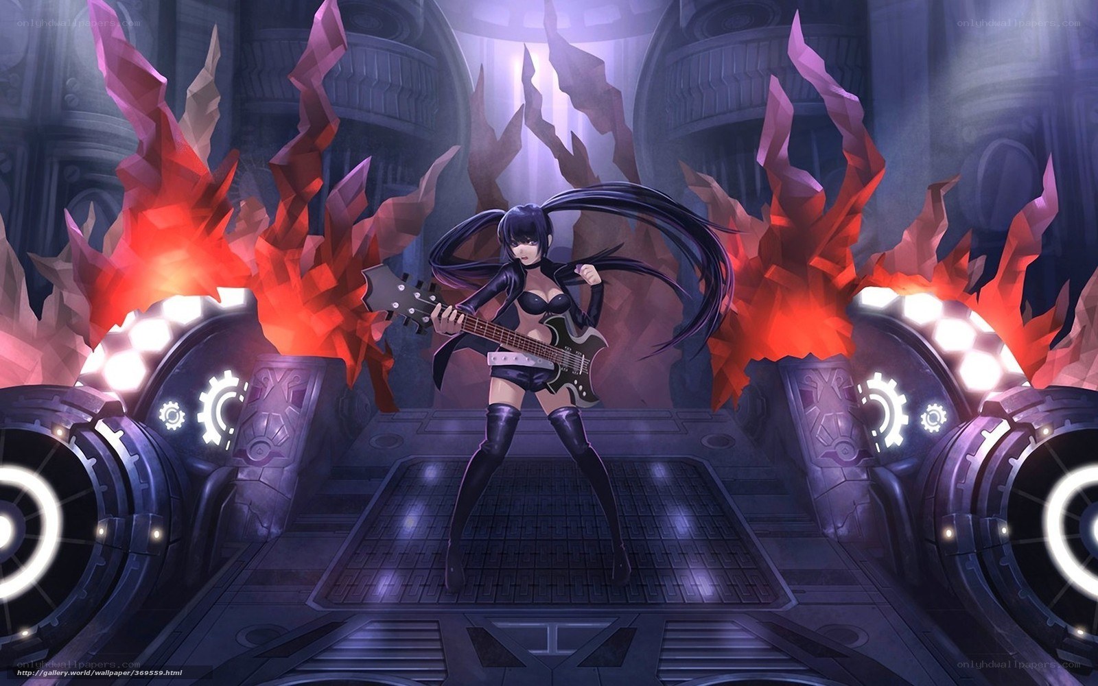 anime guitarist in futuristic stage