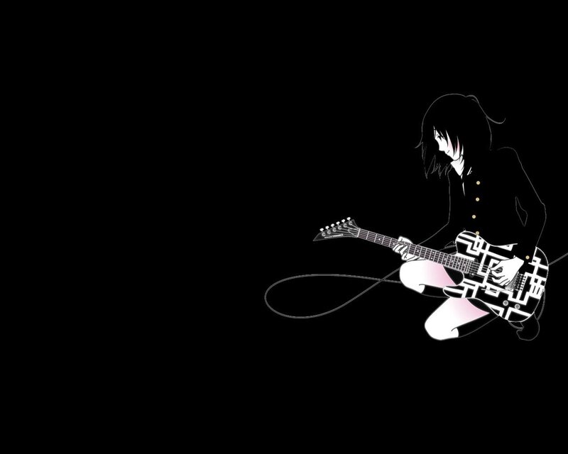 anime guitarist on black