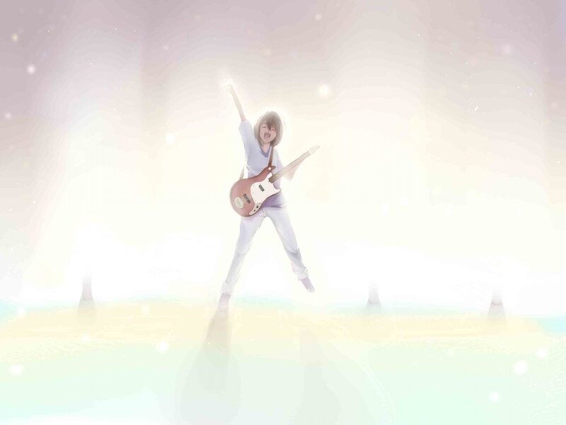 Anime guitarist on stage