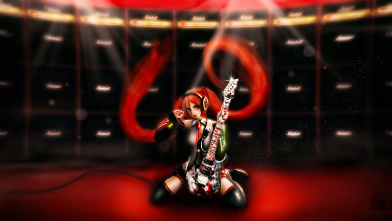 Anime guitarist on stage