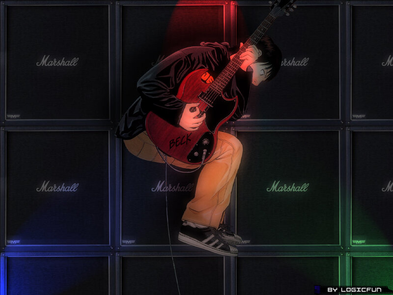 anime guitarist on stage