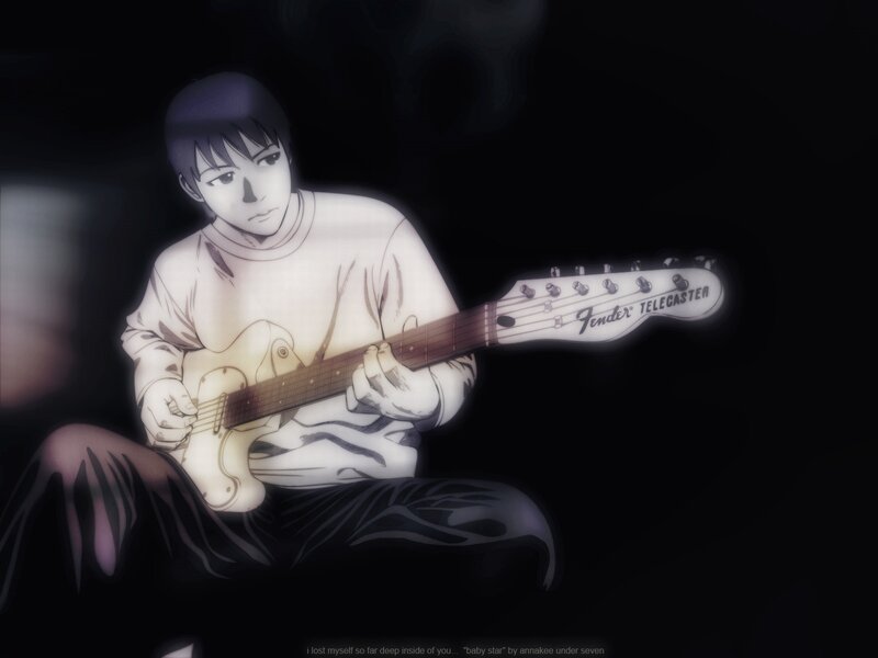 anime guitarist playing guitar