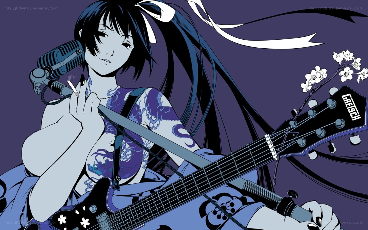 anime guitarist with cigarette