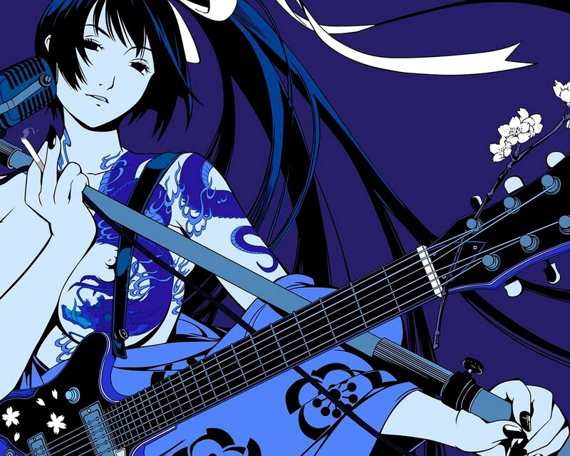 anime guitarist with cigarette