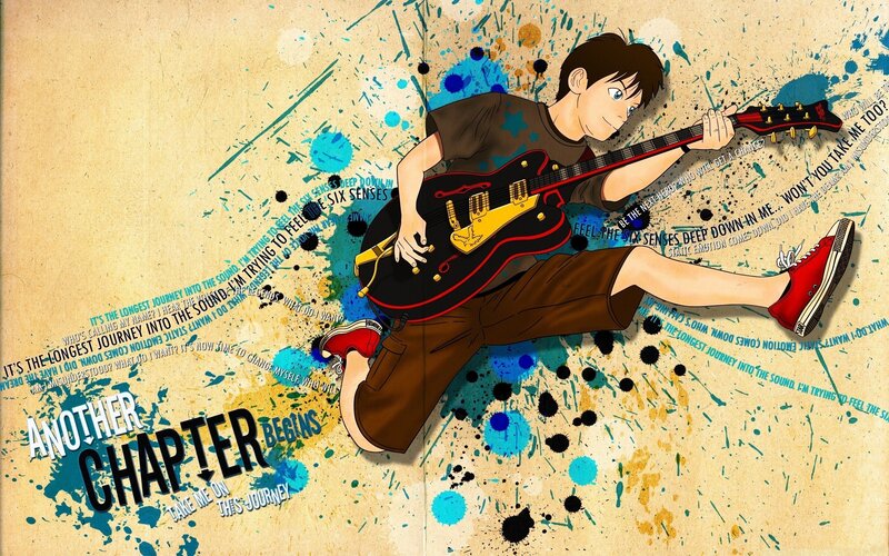 anime guitarist with guitar