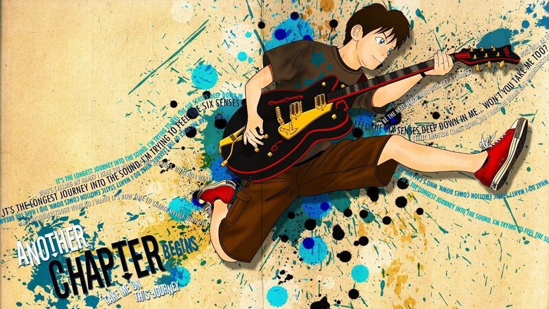 anime guitarist with guitar