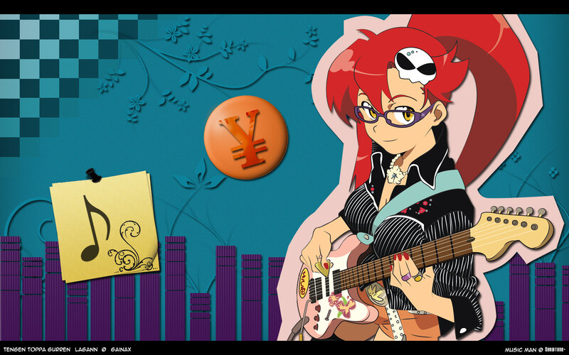 Anime guitarist with guitar