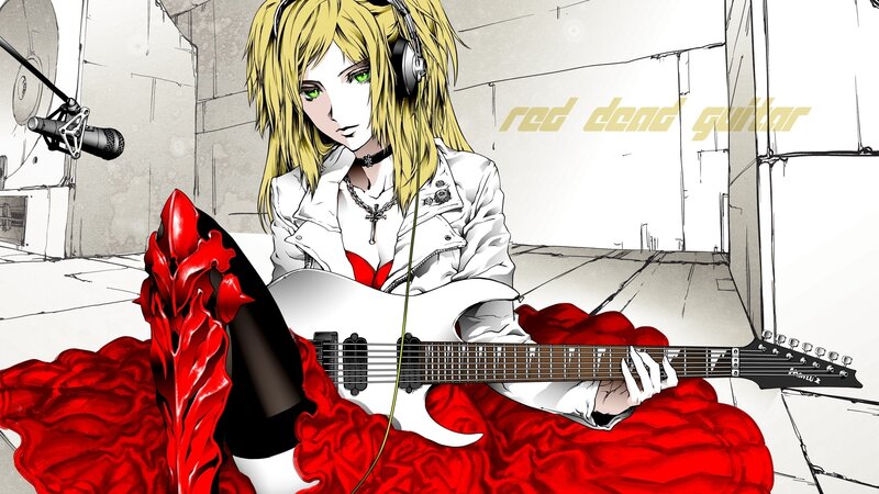 anime guitarist with red guitar