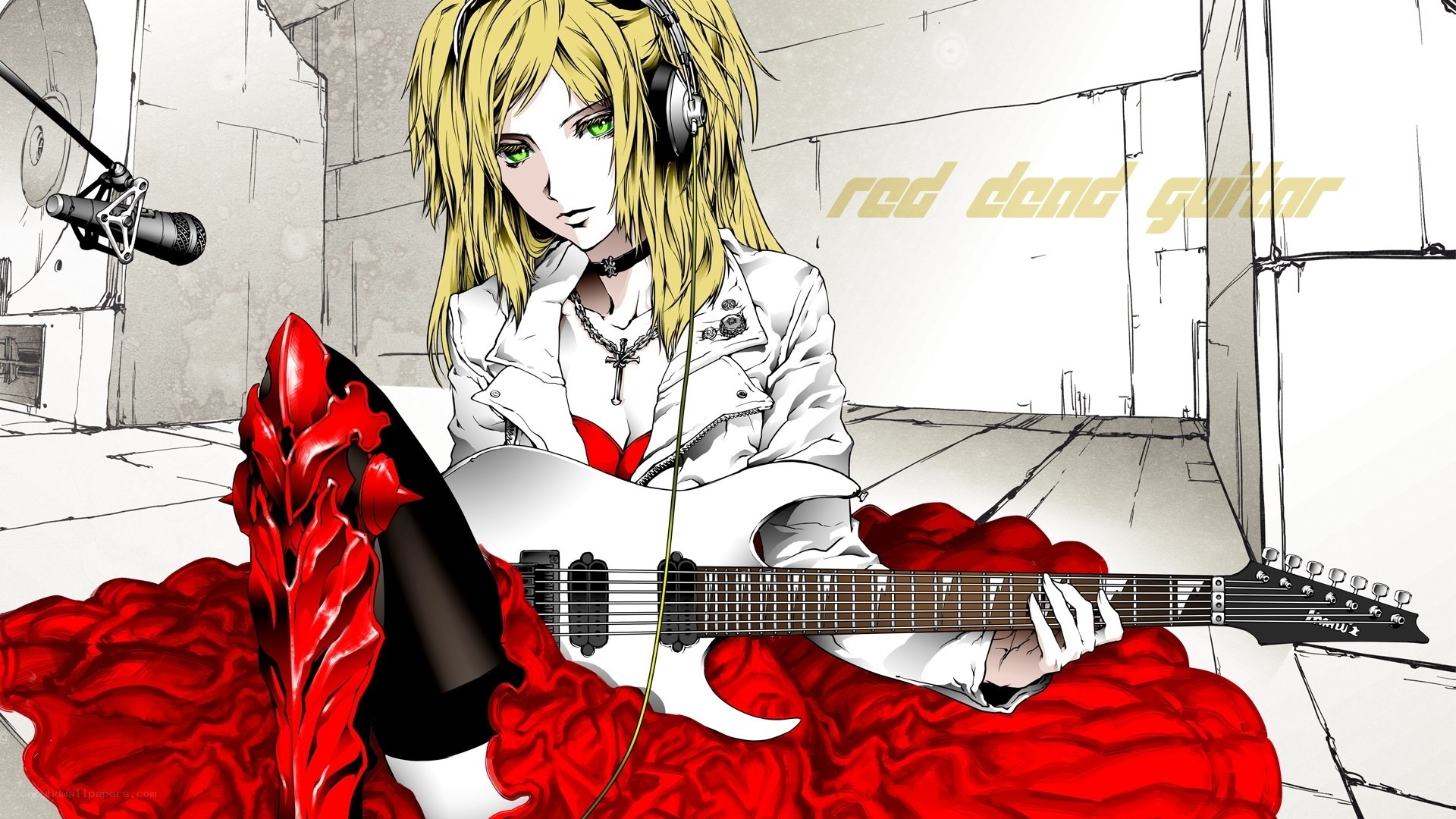 anime guitarist with red guitar