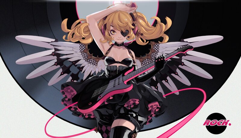 Anime guitarist with wings