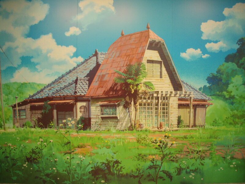 Anime house in a green landscape