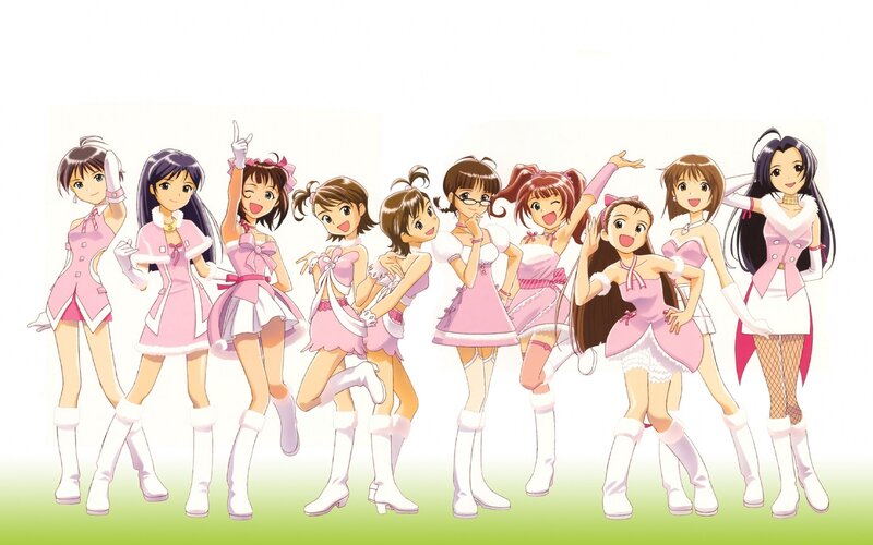 anime idol group in pink outfits