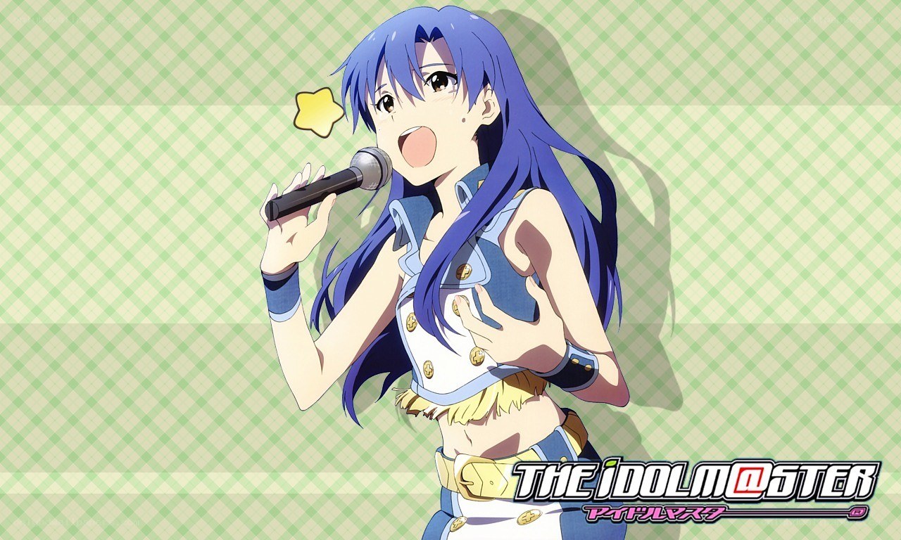 anime idol singing into microphone