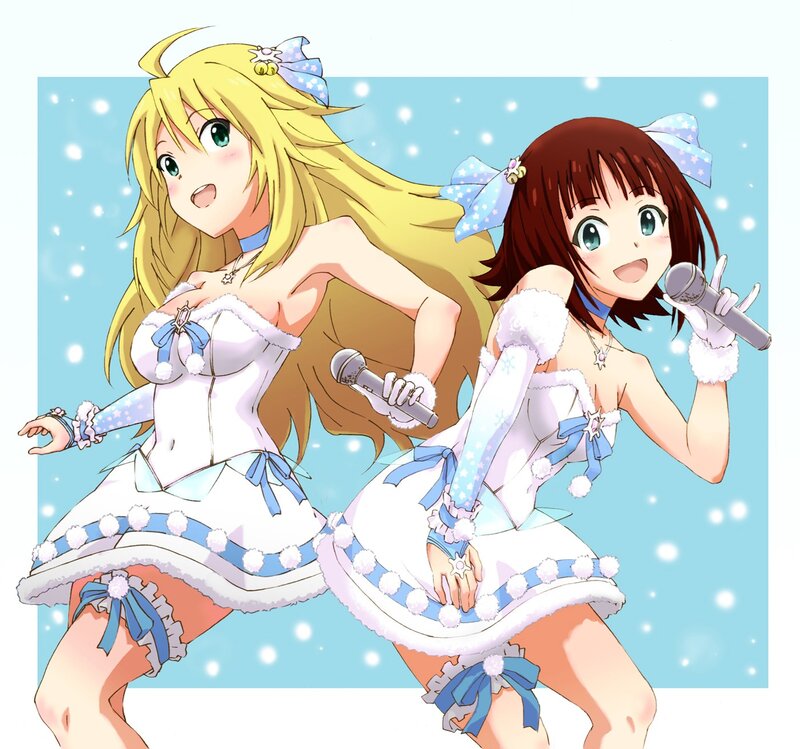 anime idols performing in winter outfits