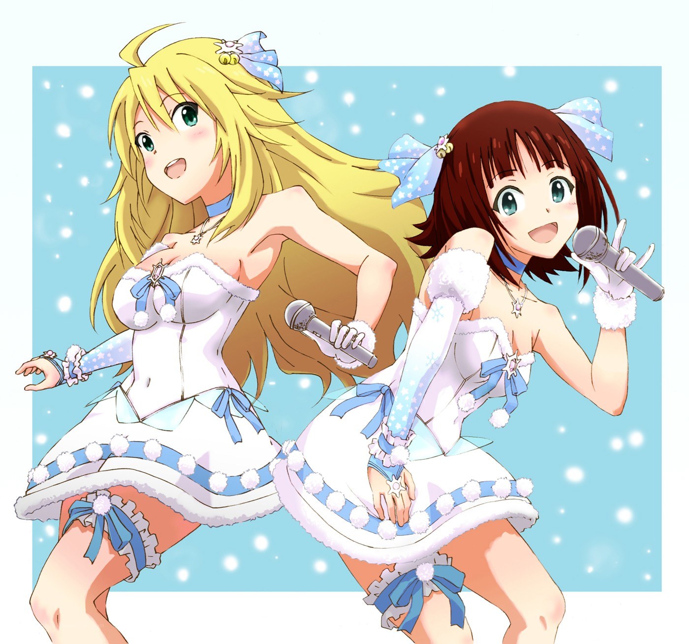anime idols performing in winter outfits