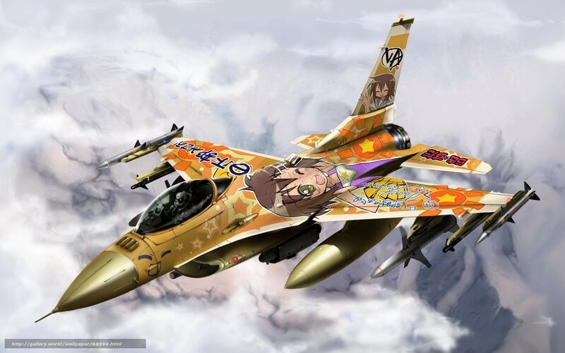 anime jet fighter in clouds