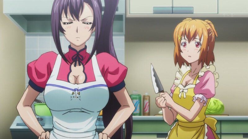 anime kitchen scene with two girls