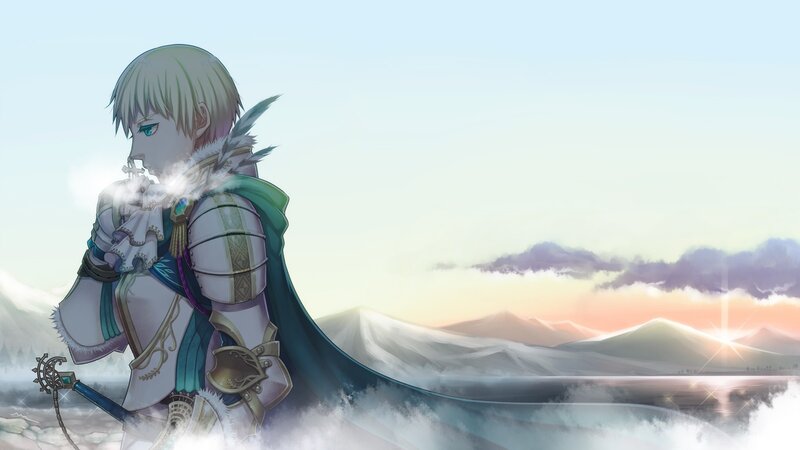 anime knight at sunset