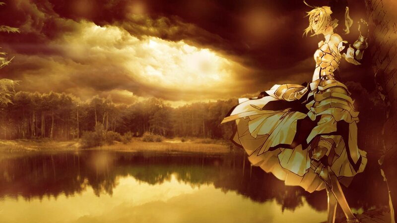 anime knight by a lake