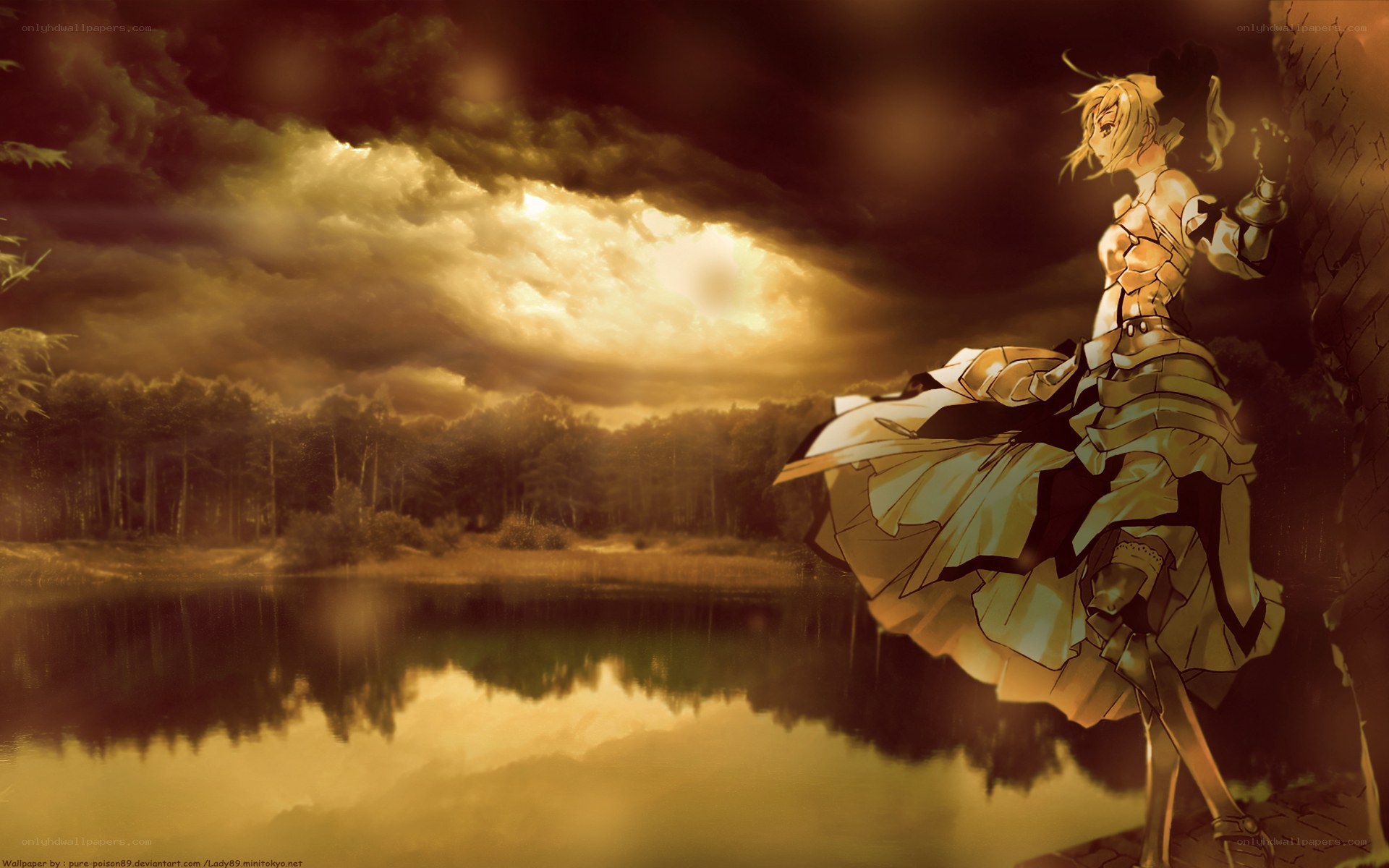 anime knight by lake