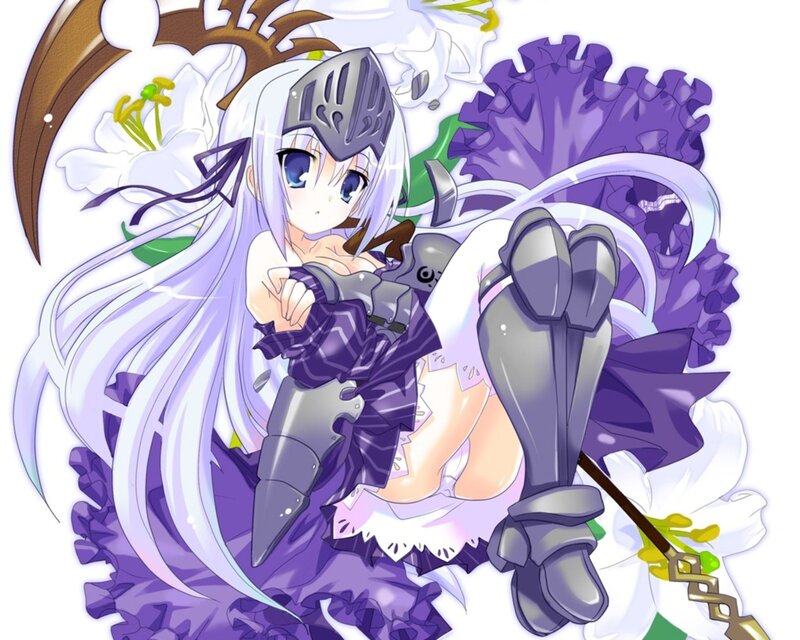anime knight girl with flowers