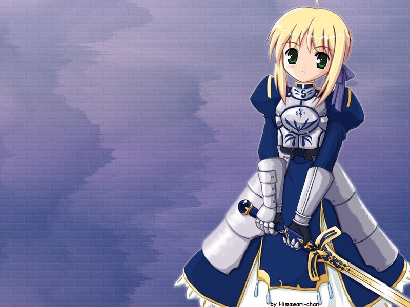 anime knight girl with sword