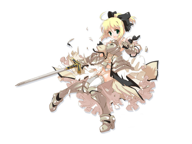 anime knight girl with sword