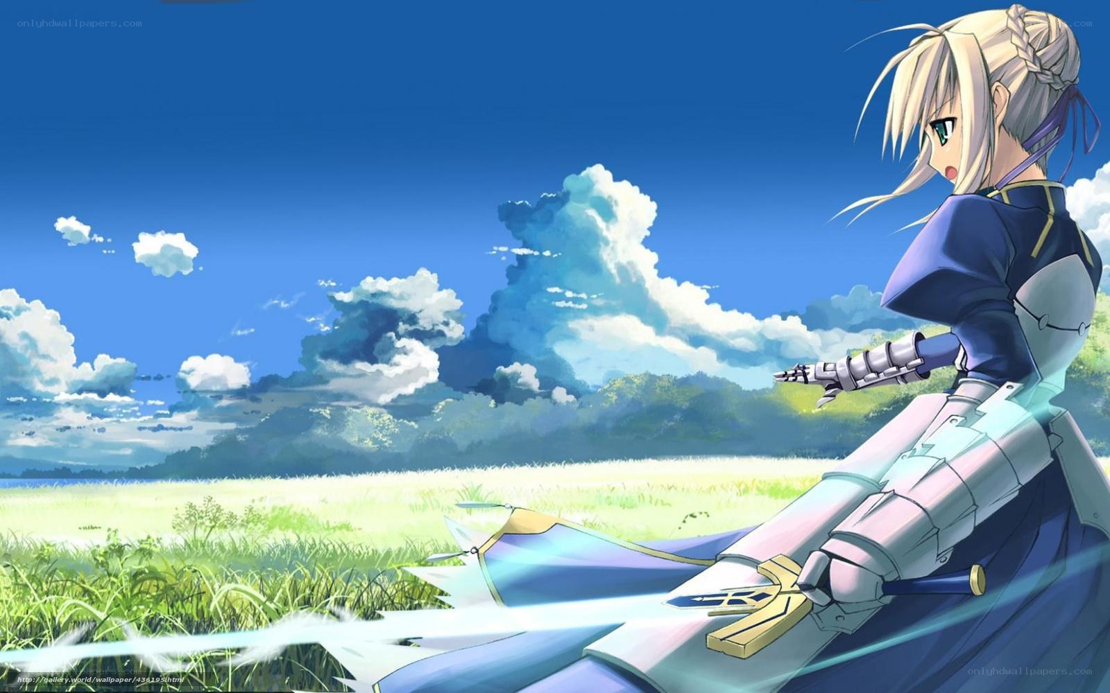 anime knight in a field