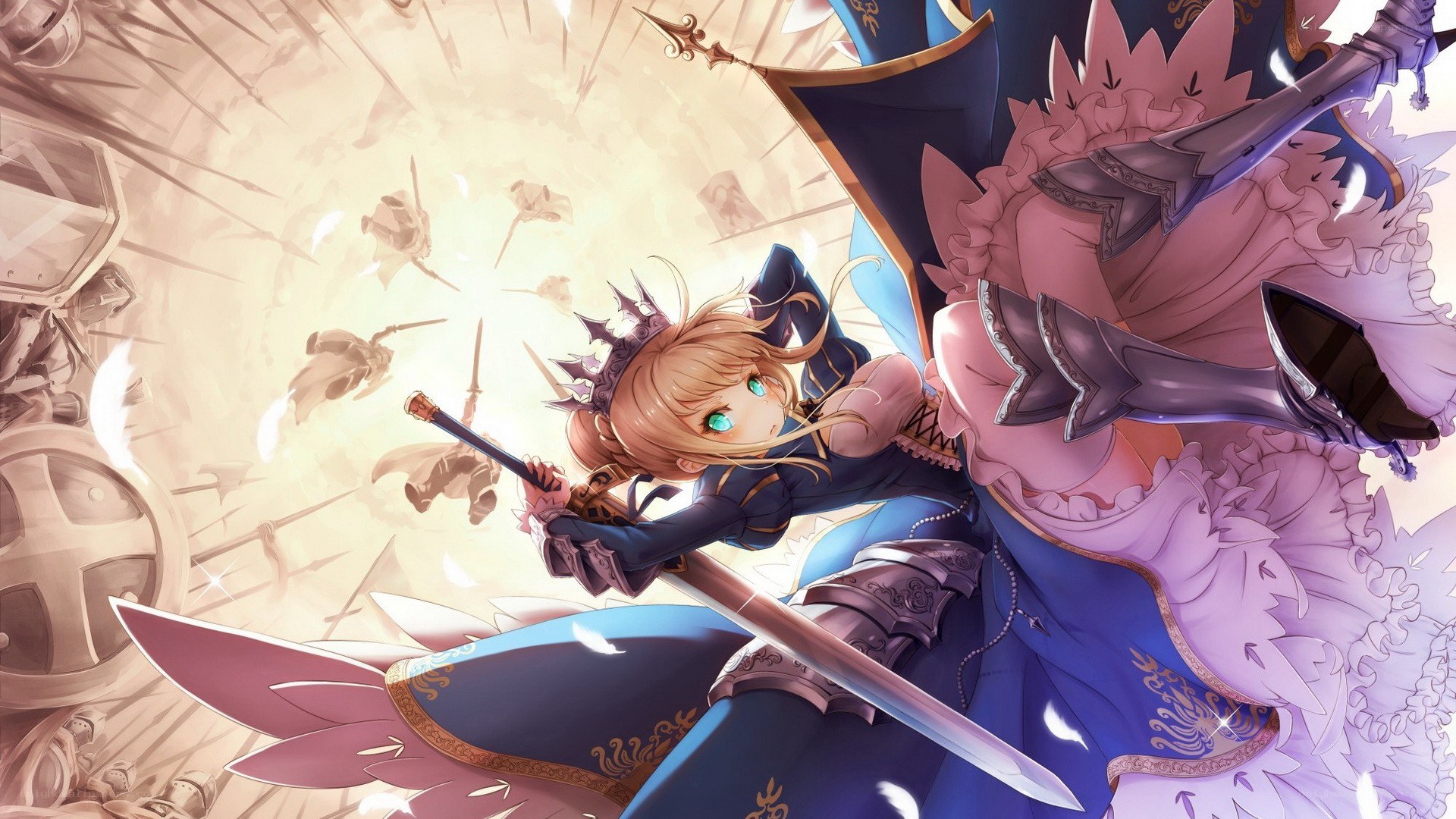 anime knight in battle