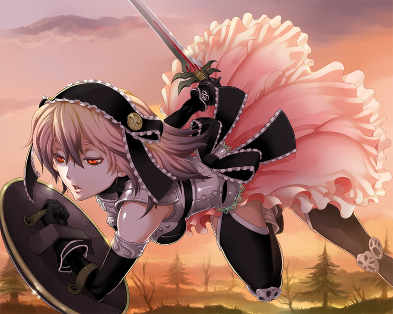 anime knight in battle