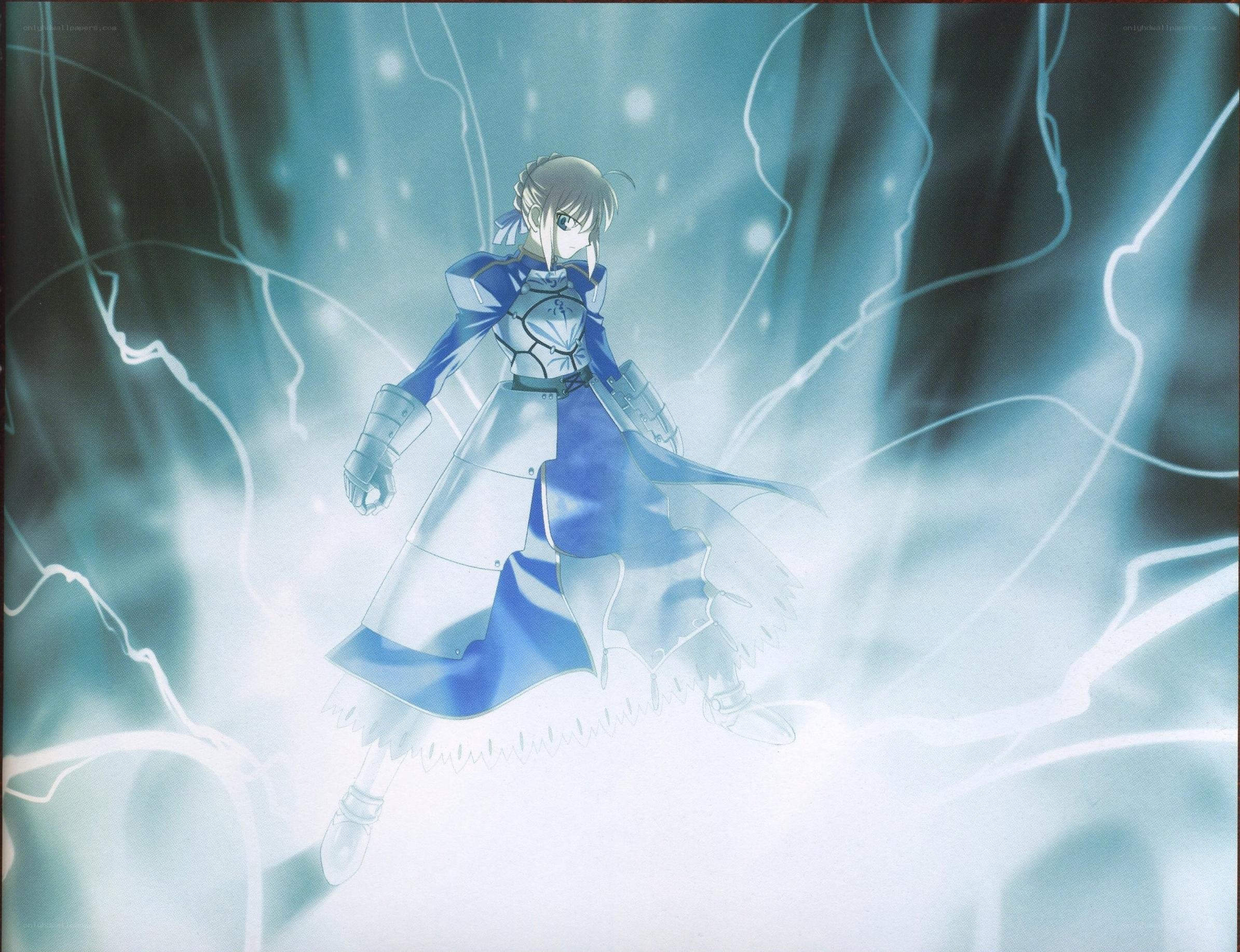 anime knight in blue armor