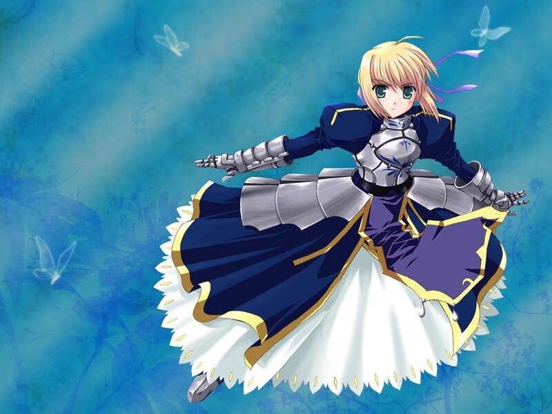 anime knight in blue armor
